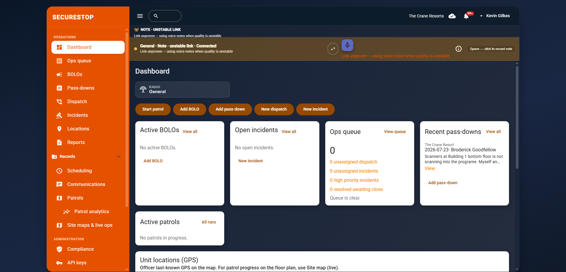 SecureStop web application