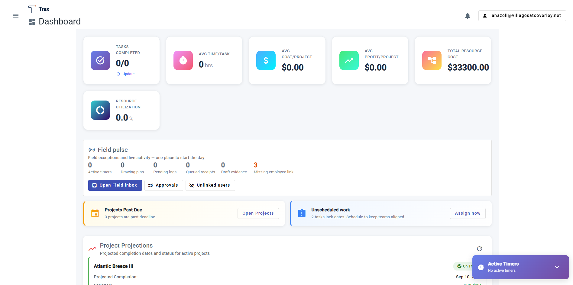 Trax Project Manager web application